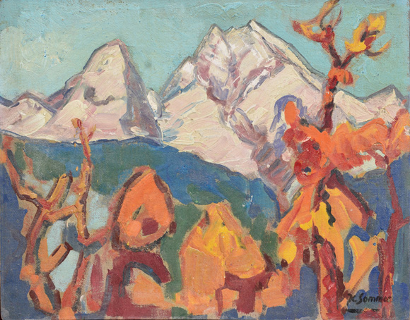 Konrad Sommer: Watzmann, um 1965, Öl auf Hartfaser, 57,5 x 71,0 cm 