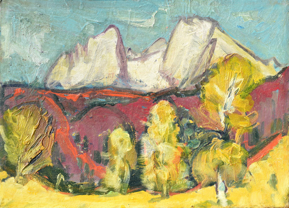 Konrad Sommer: Watzmann, um 1963, Öl auf Karton, 41,5 x 57,3 cm 