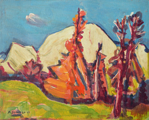 Konrad Sommer: Mont Blanc, 1968, Öl auf Hartfaser, 56,6 x 71,0 cm