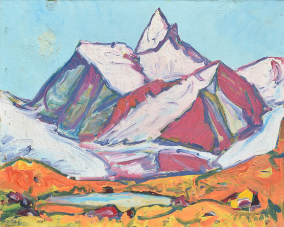 Konrad Sommer: Weisshorn vom Meidsee, 1968, Öl auf Harfaser, 56,5 x 71,0 cm