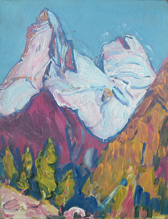 Konrad Sommer: Matterhorn, um 1968, Öl auf Hartfaser, 69,0 x 54,7 cm