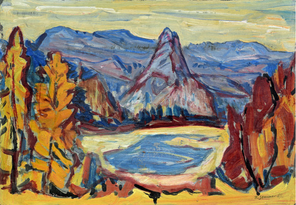 Konrad Sommer: Funtensee und Schottmalhorn, 1969, Öl auf Karton, 40,0 x 57,2 cm