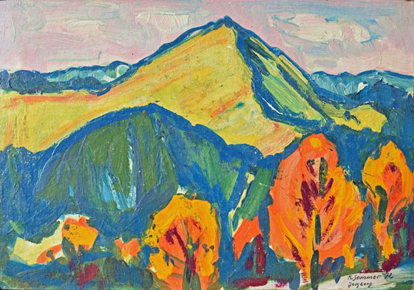 Konrad Sommer: Jochberg, 1972, Öl auf Karton, 58,0 x 40,9 cm