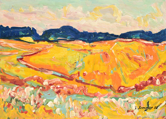 Konrad Sommer: Gelbes Feld,  1973, Öl auf Hartfaser, 57,0 x 80,0 cm