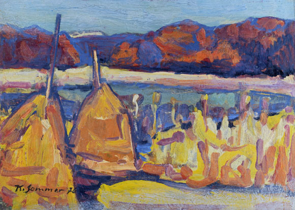 Konrad Sommer: Ostersee, um 1976, Öl auf Karton, 38,4 x 52,4 cm 