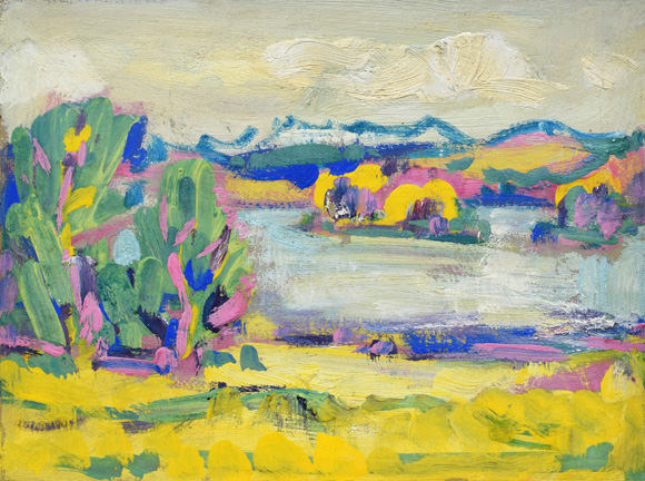 Konrad Sommer: Ostersee, um 1982, Öl auf Karton, 27,9 x 37,2 cm