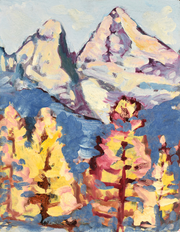 Konrad Sommer: Watzmann, um 1983, Öl auf Karton, 48,6 x 37,5 cm
