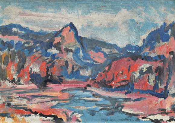 Konrad Sommer: Funtensee und Schottmalhorn, um 1988, Acryl/Öl auf Karton, 58,0 x 40,8 cm