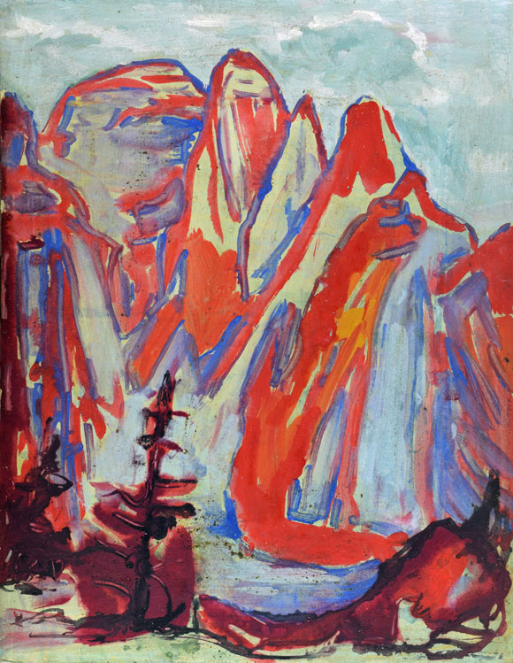 Konrad Sommer: Hoher Göll, um 1990, Öl auf Karton, 48,5 x 37,8 cm