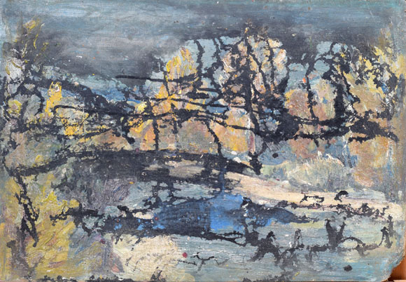 Konrad Sommer: Innere Landschaft, um 1997, Acryl/Öl auf Hartfaser, 57,0 x 40,5 cm