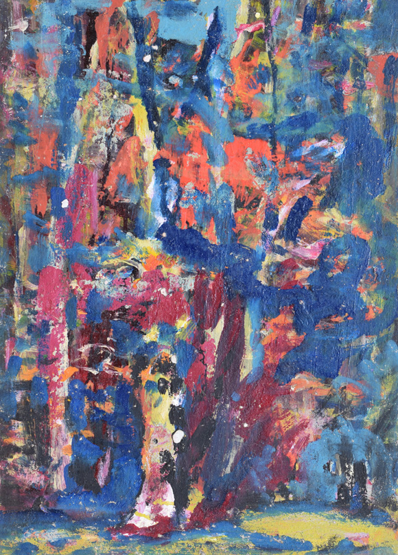 Konrad Sommer: Baumstudie, um 1997, Acryl/Öl auf Karton, 57,0 x 40,5 cm