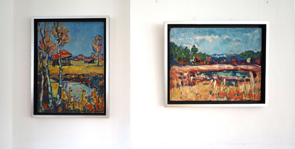 Blick in die Ausstellung Konrad Sommer: Ein bayerischer Maler aus Moosach, München 2024, Großer Saal 