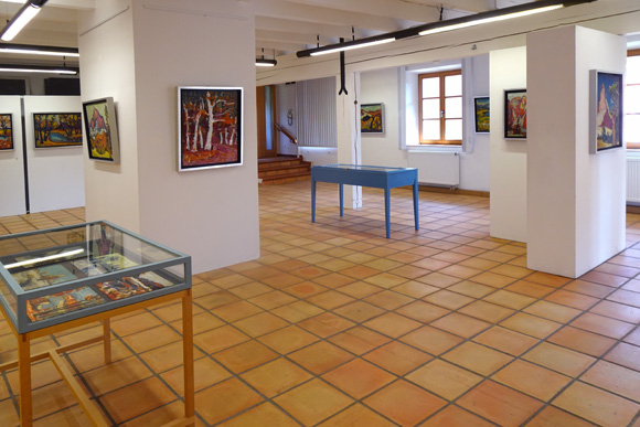 Blick in die Ausstellung Konrad Sommer: Gemälde und Aquarelle, eine späte Entdeckung 