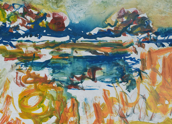 Konrad Sommer:  Ostersee, um 1995, Aquarellfarben auf Papier, 25,7 x 38,5 cm