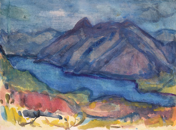Konrad Sommer: Achensee mit Seekar, 18.09.1963, Aquarellfarben auf Papier, 25,0 x 33,7 cm