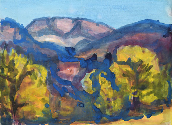 Konrad Sommer:  Benediktenwand, Mai 1965, Aquarellfarben auf Papier, 25,0 x 33,5 cm
