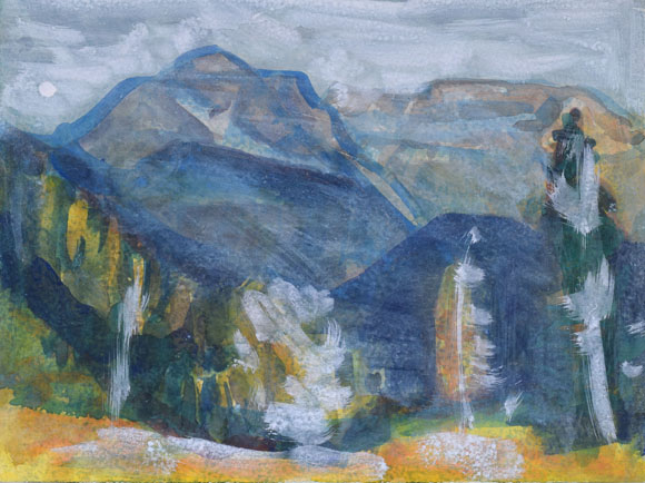 Konrad Sommer: Goell,  8.07.1975, Aquarellfarben auf Papier, 25,0 x 33,1 cm