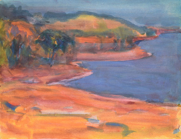 Konrad Sommer: Südfankreich, Mai 1977, Aquarellfarben auf Papier, 27,0 x 35,0 cm