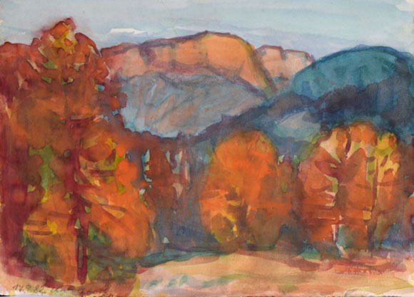 Konrad Sommer: Untersberg, 17.09.1982, Aquarellfarben auf Papier, 22,0 x 30,7 cm 