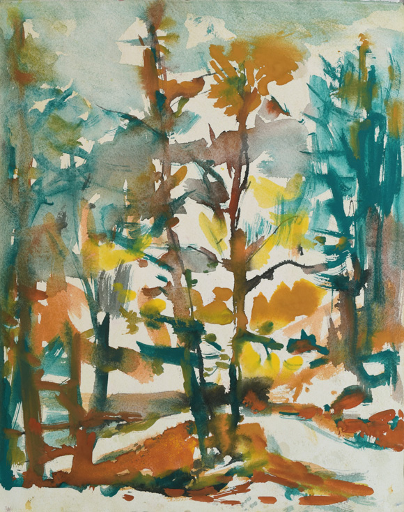 Konrad Sommer: Baumstudien, um 1987, Aquarellfarben auf Papier, 35,0 x 27,8 cm