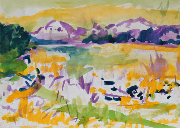 Konrad Sommer: Ostersee, um 1991, Aquarellfarben auf Papier, 24,6 x 33,9 cm