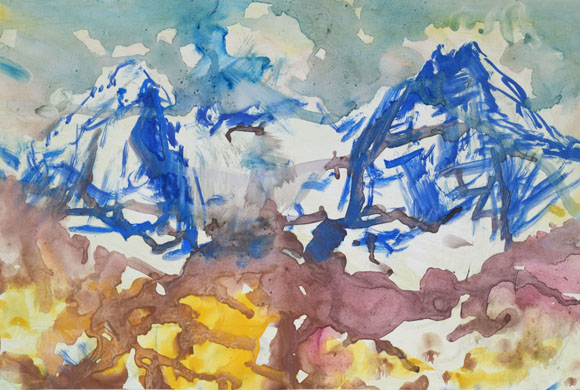 Konrad Sommer:  Watzmann, um 1995, Aquarellfarben auf Papier, 24,0 x 32,0 cm
