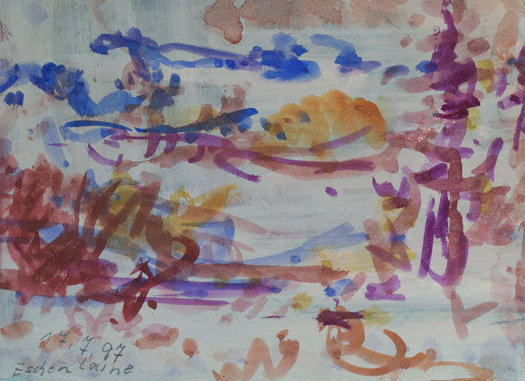 Konrad Sommer:  Eschenlaine, um 1995, Aquarellfarben auf Papier, 25,7 x 38,5 cm