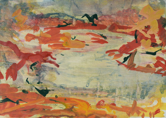 Konrad Sommer:  Ostersee, um 1995, Aquarellfarben auf Papier, 26,0 x 36,0 cm