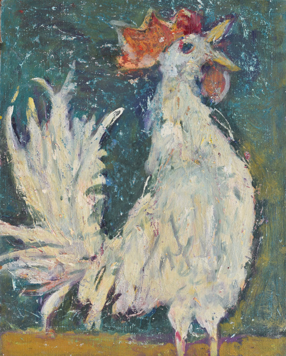 Konrad Sommer: Weißer Hansi, um 1985, Acryl/Öl auf Hartfaser, 71,0 x 56,7 cm
