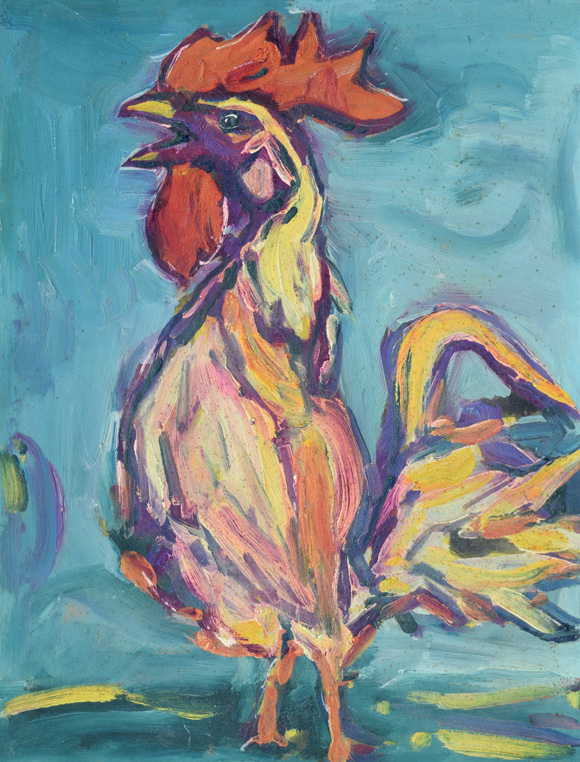 Konrad Sommer:  Hansi, um 1968, Acryl/Öl auf Karton, 48,5 x 37,5 cm