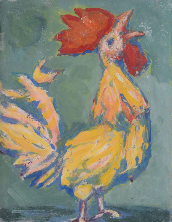 Konrad Sommer: Gelber Hansi, um 1982, Acryl/Öl auf Karton, 48,0 x 37,0 cm